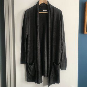 Reitmans Charcoal Grey Open Wrap Cardigan/Duster with Rolled Collar Size L